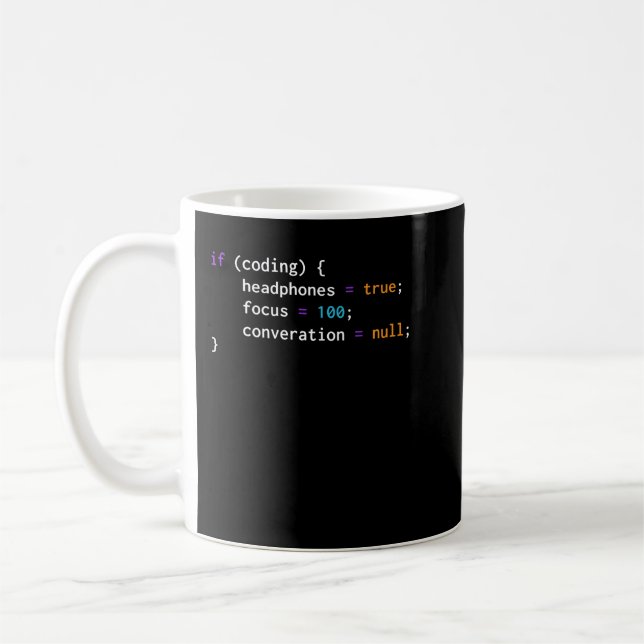 Mug Drôle Joke Programmation Si Coder Casques Focus (Gauche)
