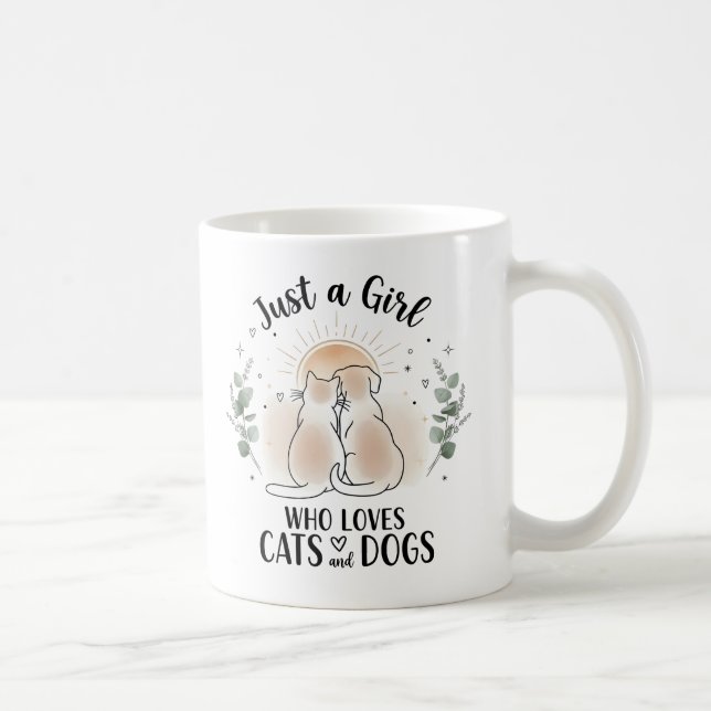 Mug drôle Juste une fille qui aime les chats et les ch (Droite)