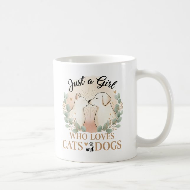 Mug drôle Juste une fille qui aime les chats et les ch (Droite)