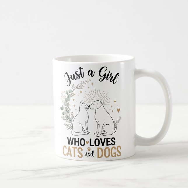 Mug drôle Juste une fille qui aime les chats et les ch (Droite)