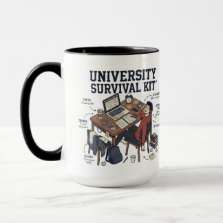 Mug Drôle "Kit de Survie Universitaire" Étudiant