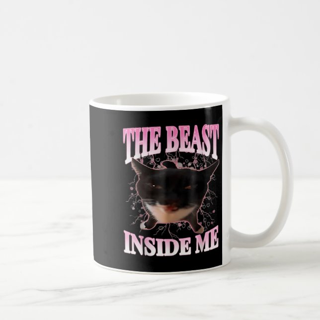 Mug Drôle La Bête Dans Moi Silly Chat Mème Humour Chat (Droite)
