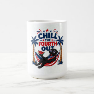 Mug Drôle Labradore Noir Se Détendre le Quatre Juillet