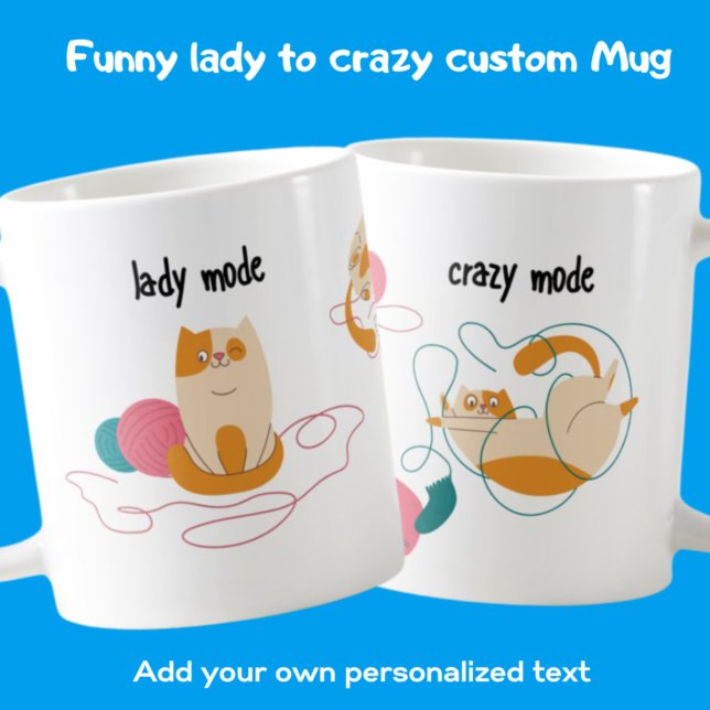 Mug Drôle Lady Mode Fou Mode Chat Fille Puissance Knit (Créateur téléchargé)