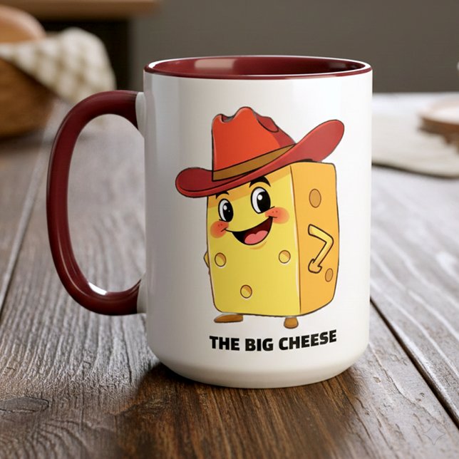Mug Drôle Le Fromage Géant Chapeau de Cowboy Dix Gallo (Funny The Big Cheese Two-Tone 15 oz Combo Mug Cover Photo)