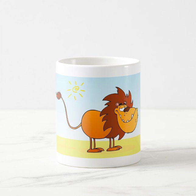 Mug Drôle Lion caricature dans le soleil Safari animal (Créateur téléchargé)