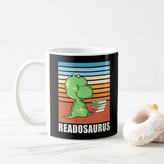 Mug Drôle Livre Readosaurus Dinosaur Lecture Dino Retr (Avec donut)