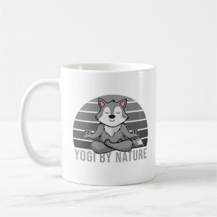 Mug Drôle loup mignon faisant du yoga. drôles de yoga 