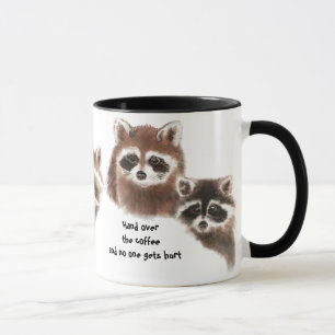 Mug Drôle, Mains sur le café, mignonne bouge Raccoon