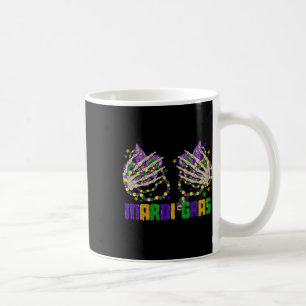 Mug Drôle Mardi Gras Skeleton Mains Avec Perles Et Fle