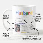 Mug Drôle Meilleur Mari Jamais Résultats De Recherche<br><div class="desc">Cette tasse "Mari Search" est un mélange parfait d'humour et d'amour, conçu pour égayer la journée de votre mari. Avec un logo "Mari Search" ludique, c'est comme si votre bien-aimé conjoint avait surclassé les cartes comme le "Meilleur Mari Jamais". Le résultat de la recherche unique montre son nom, une photo...</div>