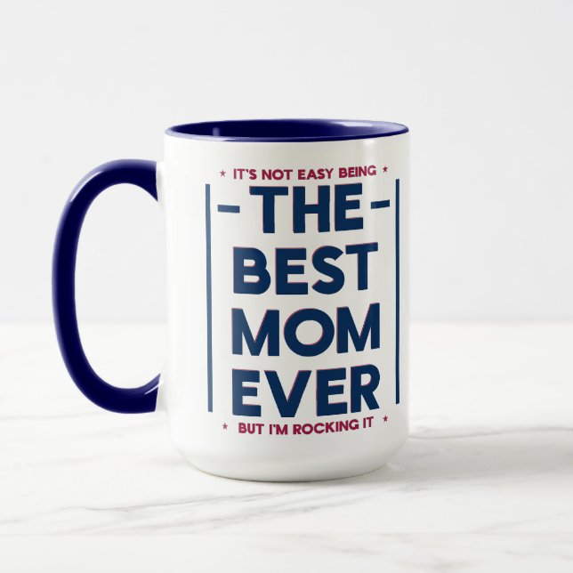 Mug Drôle Meilleure Maman Moderne Citation Bleu Marine (Gauche)