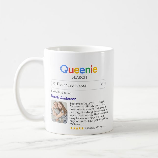 Mug Drôle Meilleure Queenie jamais Résultats de recher (Gauche)