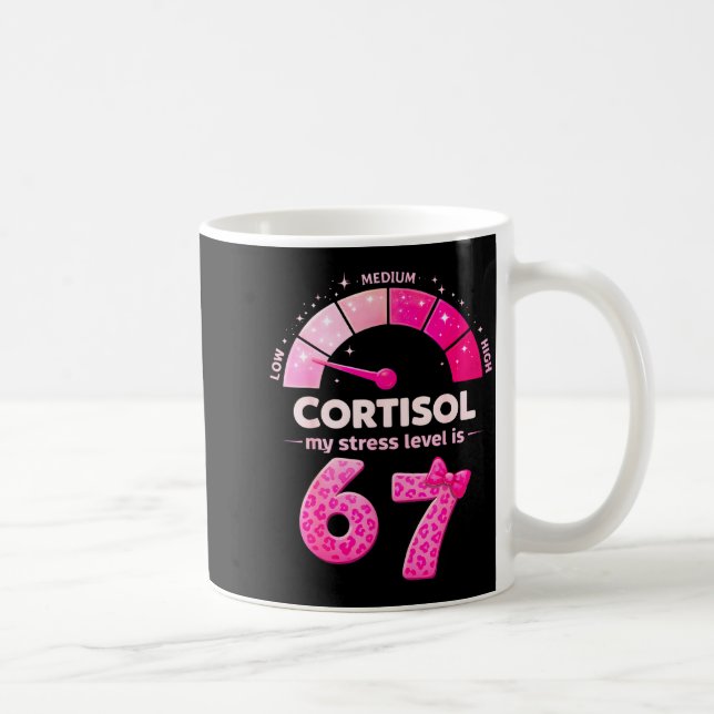 Mug Drôle Mème de cortisol bas Niveaux de stress est 6 (Droite)