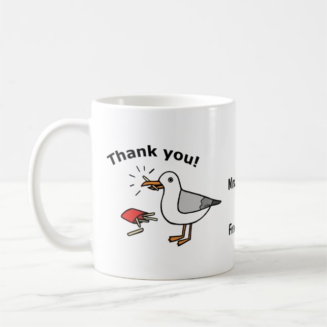Mug Drôle Merci personnalisé Cadeau Seagull avec une f (Gauche)