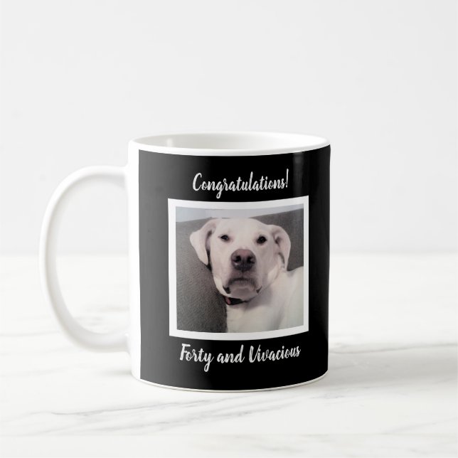 Mug Drôle mignon Grumpy Chien blanc 40e anniversaire N (Gauche)