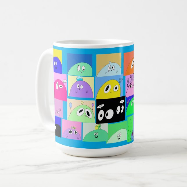 Mug Drôle mignon Sassy Happy Blob Cartoons (Devant gauche)