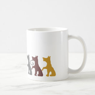 Mug Drôle mignon Six Chiens Gris Jaune Brown