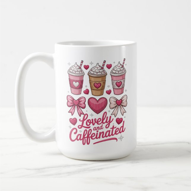Mug Drôle Mignonne et Caféinée Mignonne Saint-Valentin (Gauche)