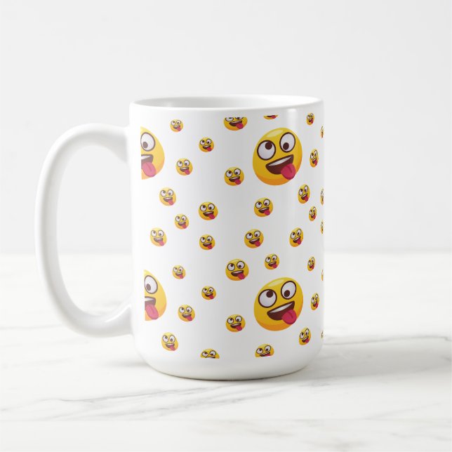 Mug "Drôle Mignonne Tongue Out Emoji Design" (Gauche)