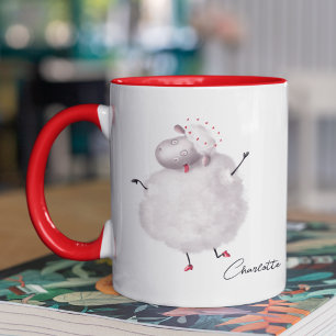 Mug Drôle Mouton Amour Coeur Nom personnalisé