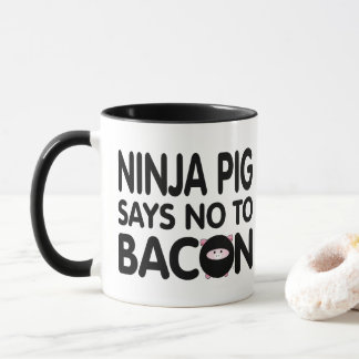 Mug Drôle Ninja Pig dit Non à Bacon