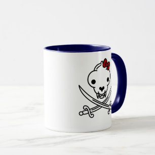 Mug Drôle Noir Blanc Jolly Kitty Pirate Os crâne