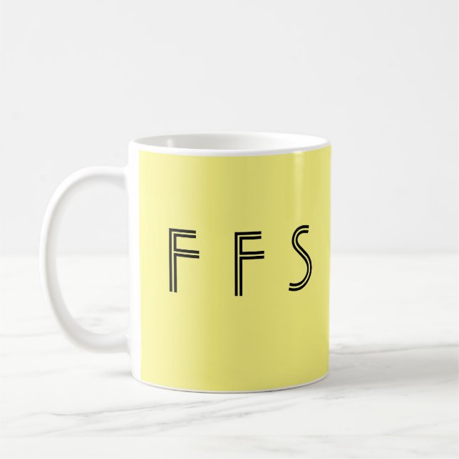 Mug Drôle noir jaune de "FFS" de "LOL"/fou (Gauche)