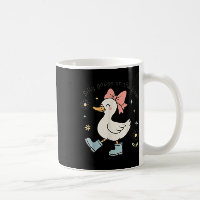 Mug Drôle Oie Silly Sur Les Bottes De Pluie De Bow Cut (Droite)