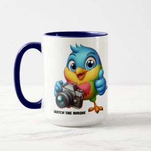 Mug Drôle oiseau chanteur derrière les lentilles de ca