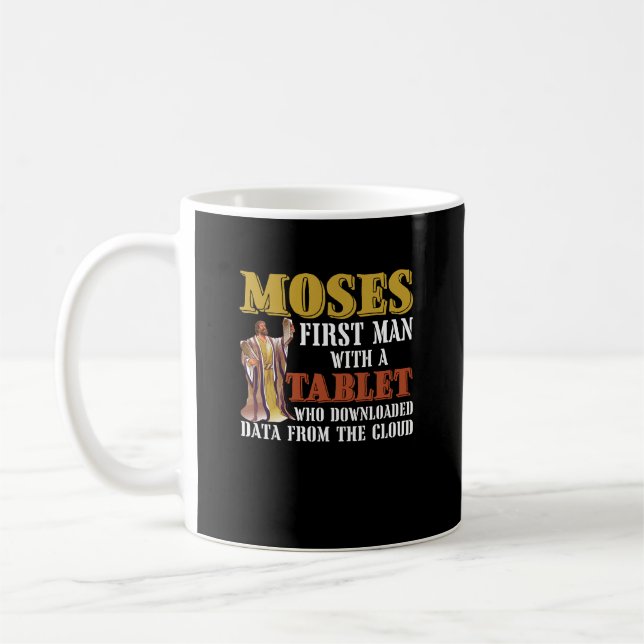 Mug Drôle Pâque Juive Moïse Tablet Données Cloud Comp (Gauche)