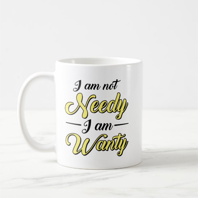 Mug Drôle Pas Nécessaire Je Suis Wanty Yellow Black Ty (Gauche)