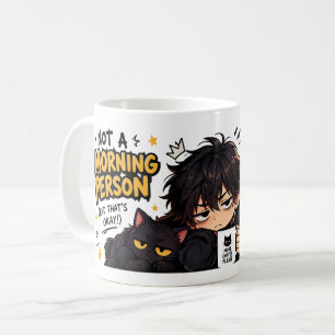 Mug Drôle Pas Un Matinal Café Chibi Chat