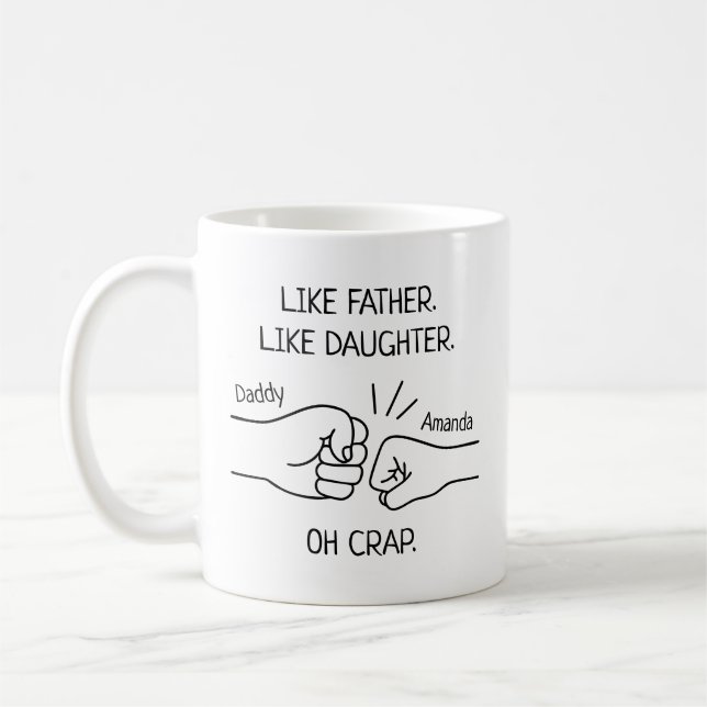 Mug Drôle Père Fille Fist Bump Dessin (Gauche)