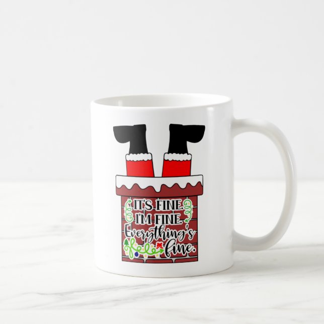 Mug Drôle Père Noël coincé à Chimney Humour de Noël (Droite)