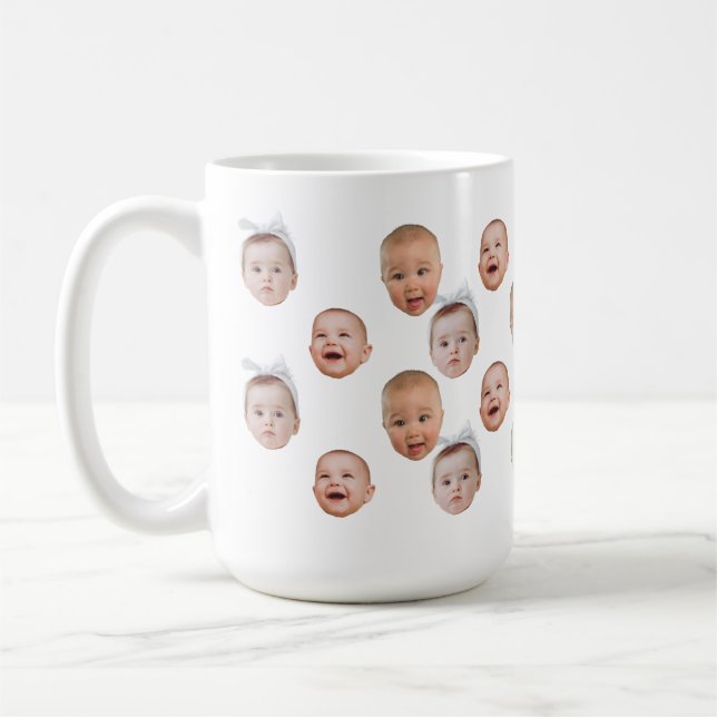 Mug Drôle personnalisé bébé visage photo visage 3 phot (Gauche)