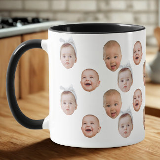 Mug Drôle personnalisé bébé visage photo visage 3 phot