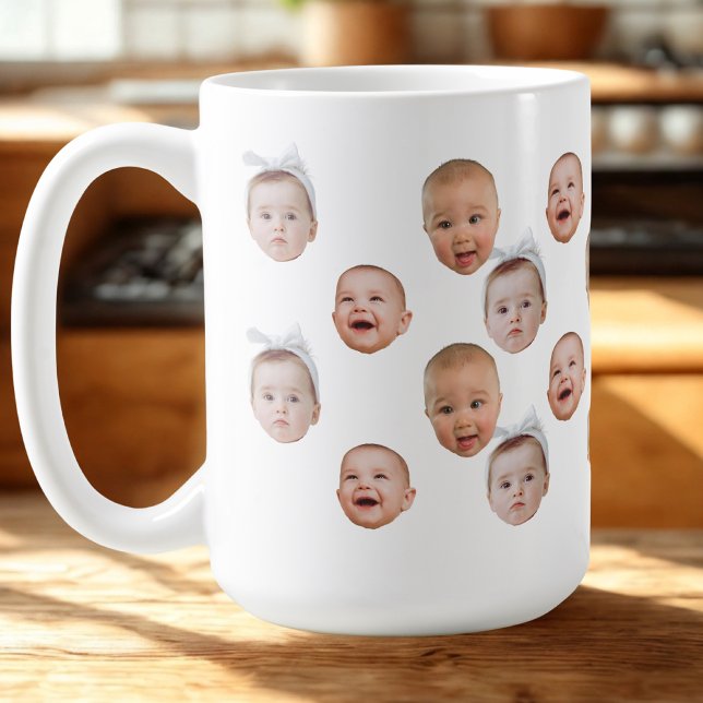 Mug Drôle personnalisé bébé visage photo visage 3 phot (Créateur téléchargé)