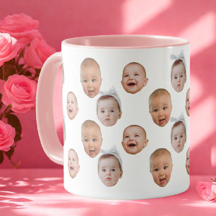 Mug Drôle personnalisé bébé visage photo visage 3 phot