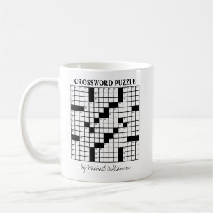 Mug Drôle personnalisé noir blanc mot croisé puzzle