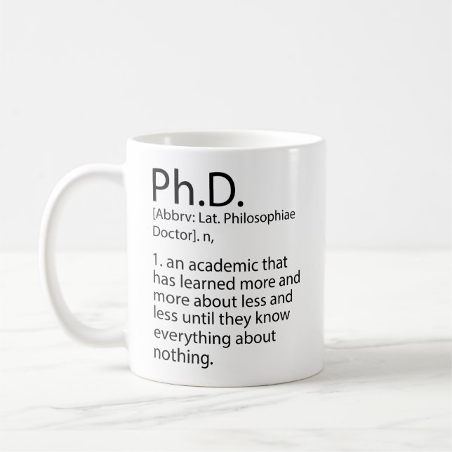 Mug Drôle PhD Définition Dictionnaire, PhD Cool (Gauche)