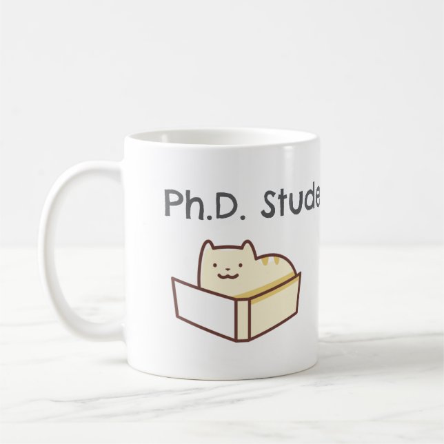Mug Drôle PhD étudiant Mug-Cute Cat-humour académique (Gauche)