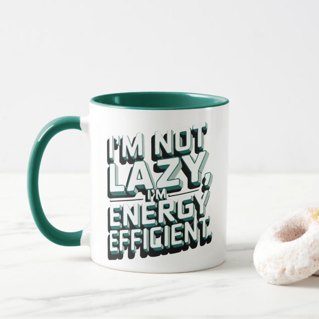 Mug Drôle phrase- Je ne suis pas paresseux, je suis éc (Avec donut)