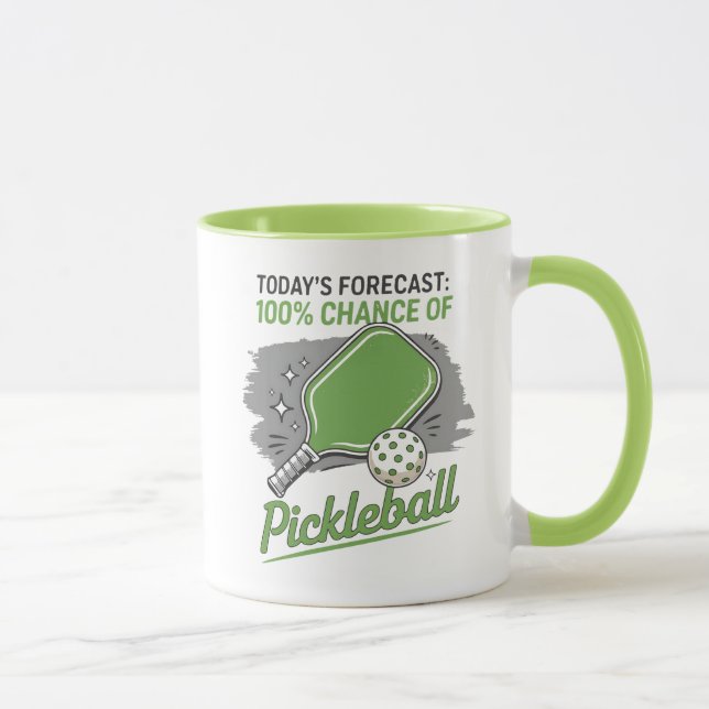 Mug Drôle Pickleball d'aujourd'hui Prévision 100% Chan (Droite)