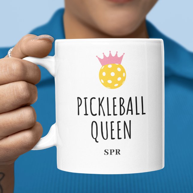 Mug Drôle Pickleball Queen, Monogramme Personnalisé No (Créateur téléchargé)