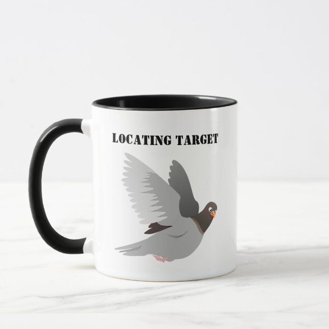 Mug Drôle Pigeon Cartoon - "Localiser la cible" Oiseau (Gauche)