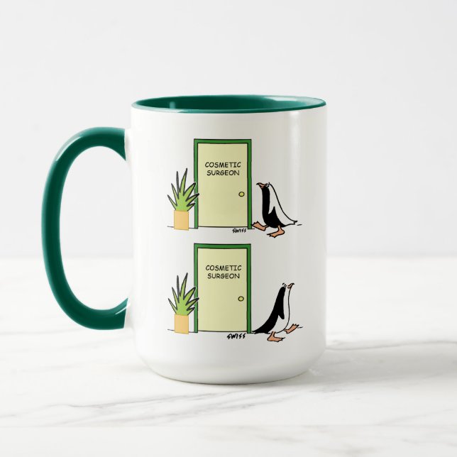Mug Drôle Pingouin A La Chirurgie Cosmétique Caricatur (Gauche)