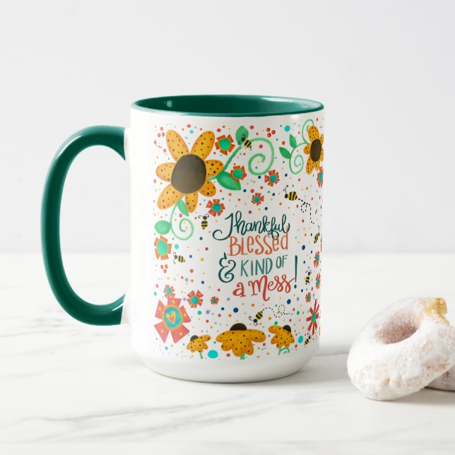 Mug Drôle Plutôt Floral Merci béni une citation de mes (Avec donut)