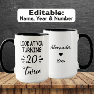 Mug drôle pour 40 ans – Nom personnalisé & année d