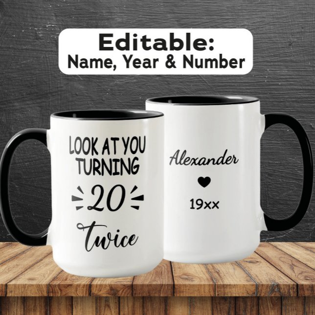 Mug drôle pour 40 ans – Nom personnalisé & année d (Créateur téléchargé)